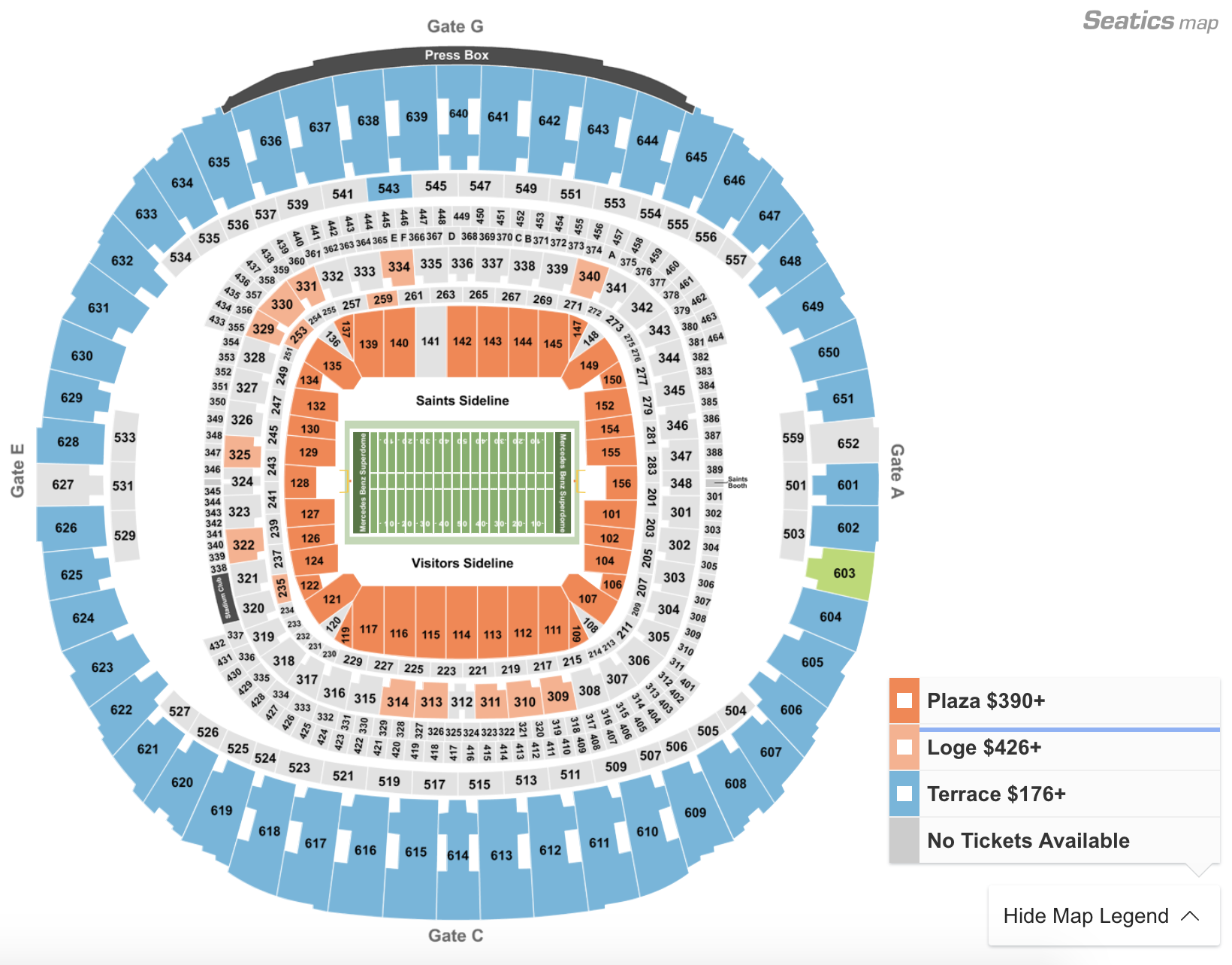 Superdome Seating Chart With Rows And Seat Numbers | Cabinets Matttroy